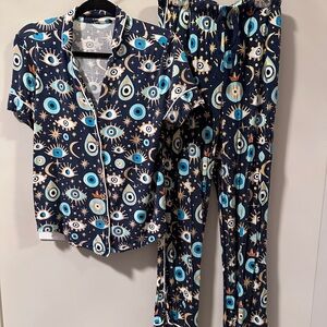 Posh Peanut Blue and White Eye Star Pajama Set FIONA sold out limited edition
